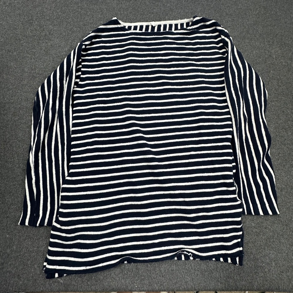 FP Movement Free People Womens M Navy Striped Cotton Tunic Top Side Pockets